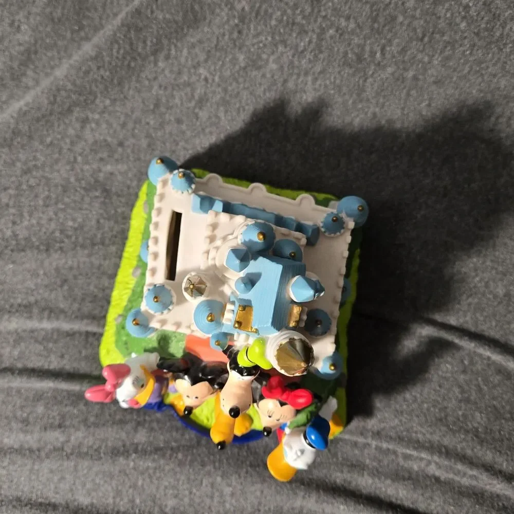 Vintage Disneyland Castle Coin Disney Piggy Bank Mickey Mouse and Friends W/Plug